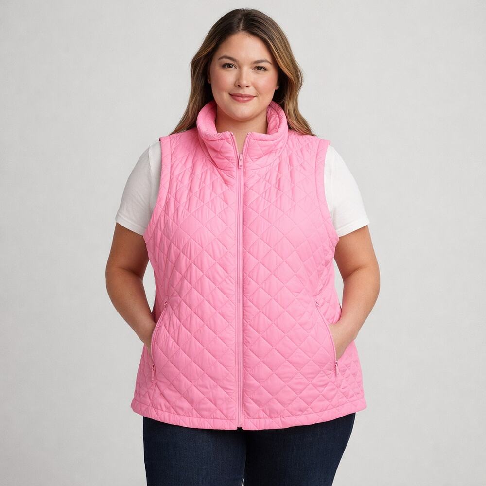 T by Talbots Quilted Micro Vest Pink Size 2XL - Picture 1 of 6